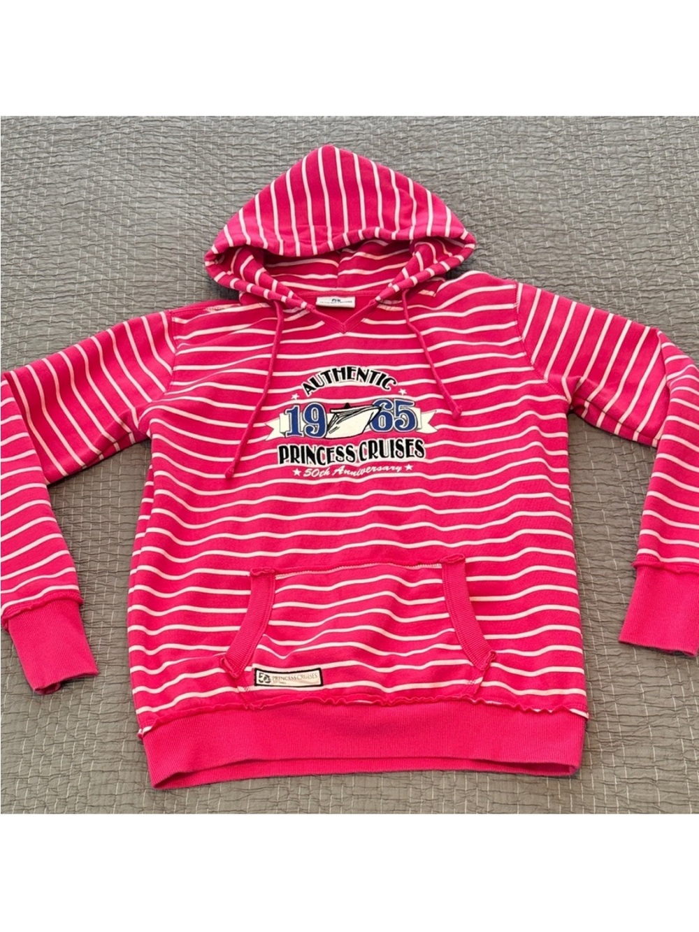 Princess Cruises 50th
Anniversary Embroidered Striped Hoodie Sweatshirt Pink